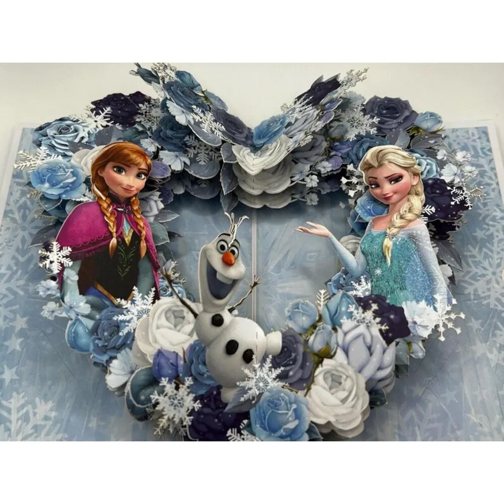 3D Popup Birthday Greeting Card Special Frozen Winter Princess Heart Disney Elsa